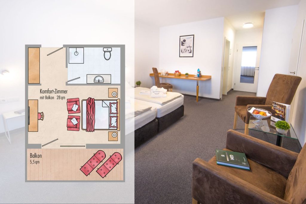 Grundriss und Bild Komfortzimmer