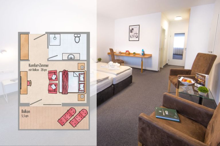 Grundriss und Bild Komfortzimmer
